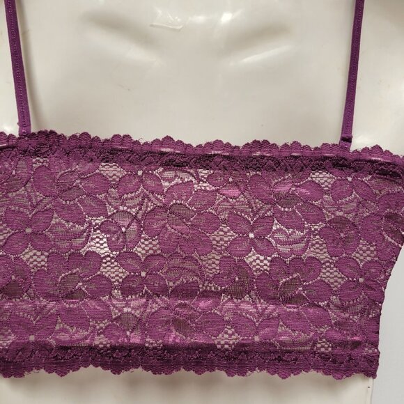 Sexy Purple Bralette Crop Top Lace Bandeau Adjustable Straps Removable Pad - NEW - Picture 7 of 12